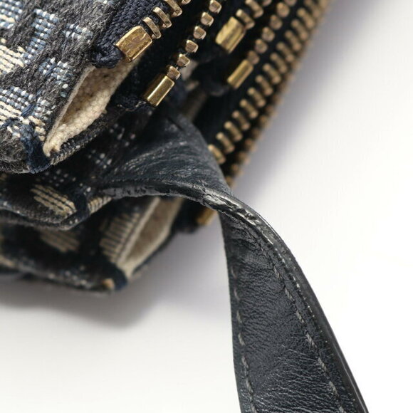 Dior Saddle Oblique Shoulder Bag Leather Gray Navy Blue - Picture 6 of 9